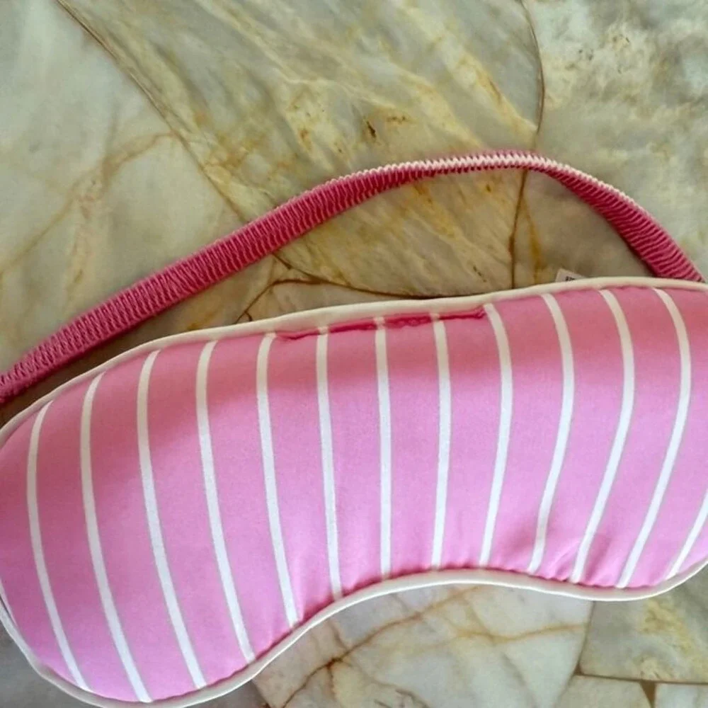 padded Satin silky pink stripe sleep mask One Size